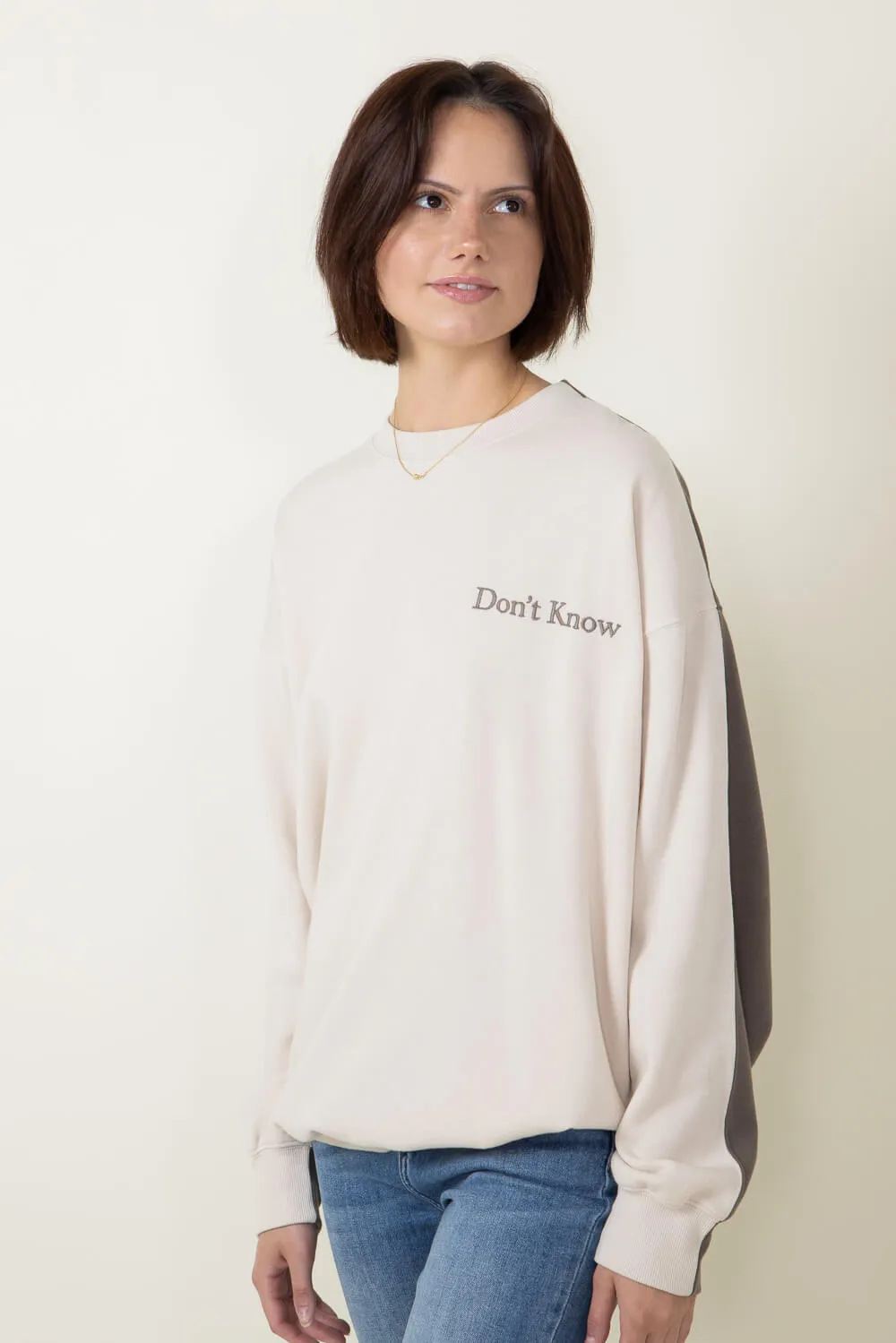 1897 Active Don’t Know Don’t Care Fleece Sweatshirt for Women in Beige/Fossil | GT883-BEIGEFOSSIL