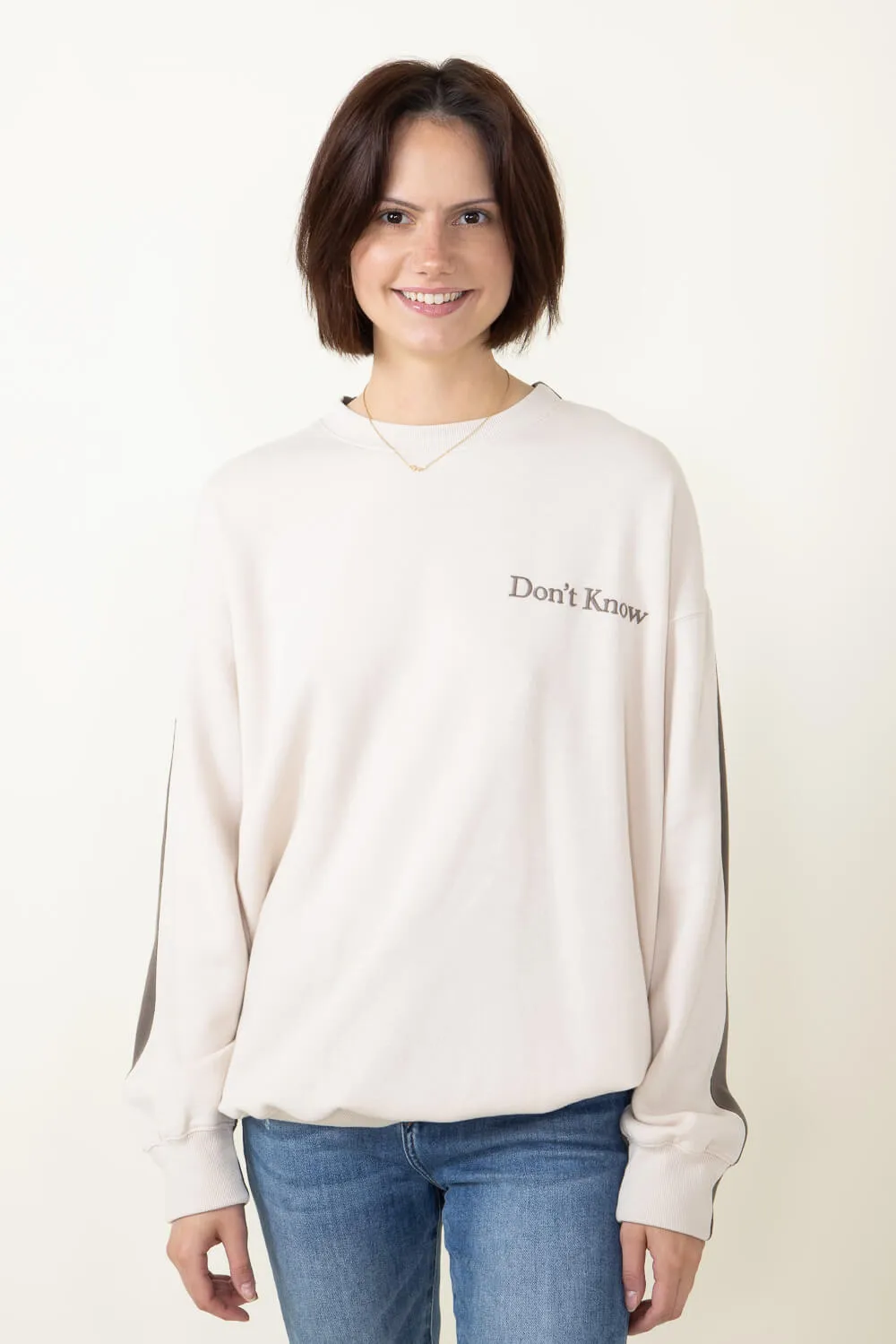 1897 Active Don’t Know Don’t Care Fleece Sweatshirt for Women in Beige/Fossil | GT883-BEIGEFOSSIL