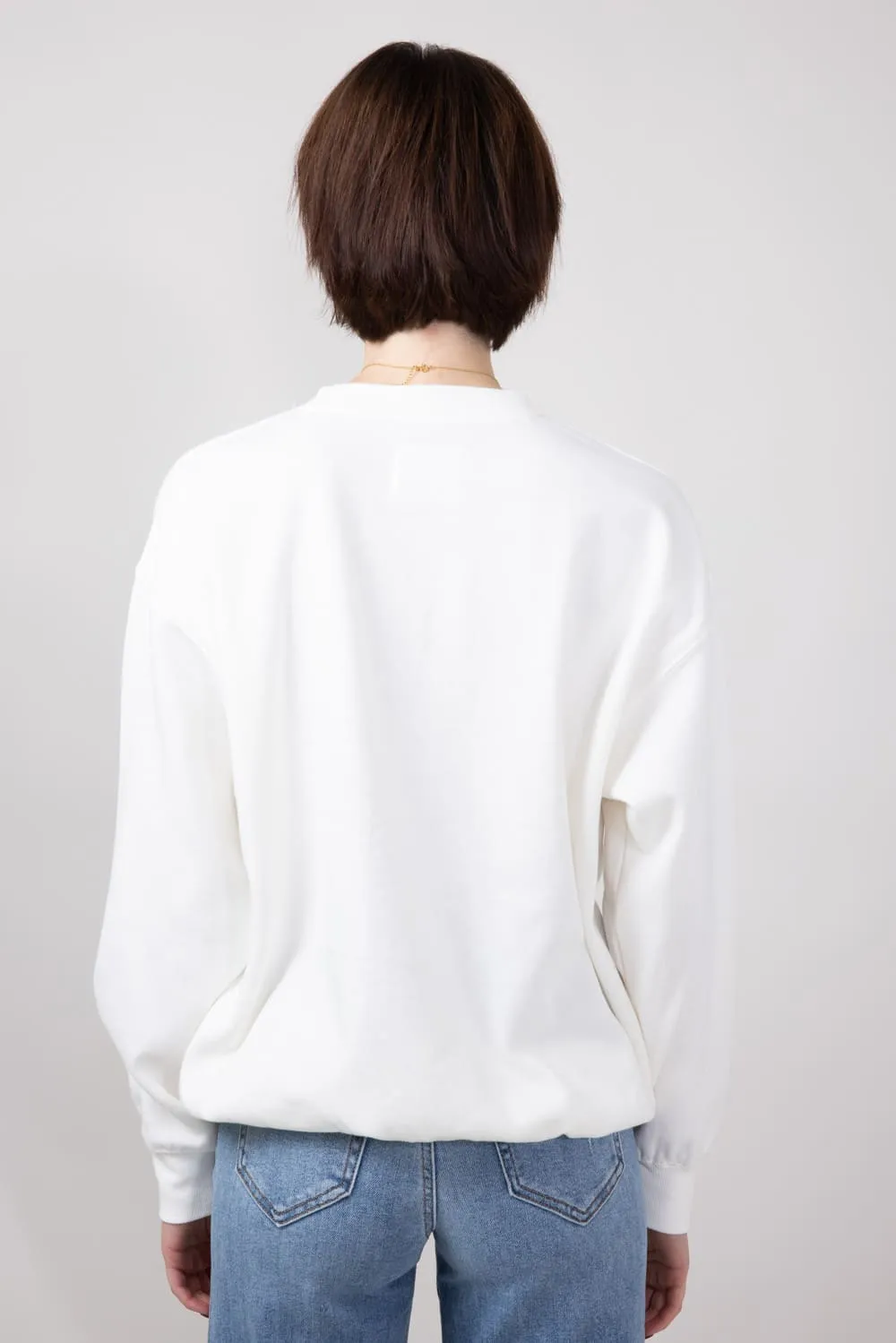 1897 Active Embroidered Bow Sweatshirt for Women in Ivory | GT874-IVORY