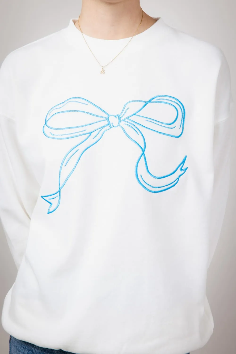 1897 Active Embroidered Bow Sweatshirt for Women in Ivory | GT874-IVORY