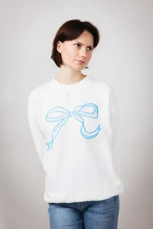 1897 Active Embroidered Bow Sweatshirt for Women in Ivory | GT874-IVORY