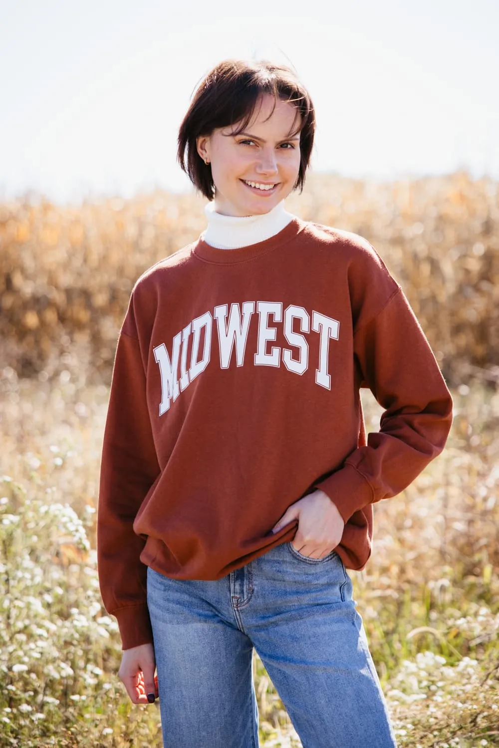 1897 Active Midwest Sweatshirt for Women in Rust | GT852-RUST