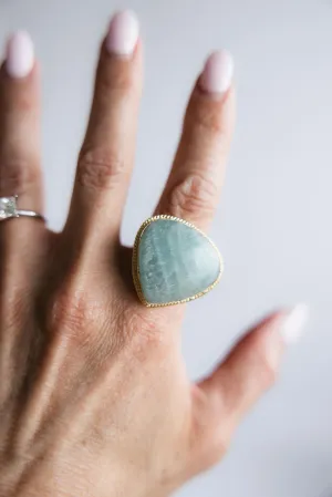 Amazonite Stone Gold Ring for Women | R40093
