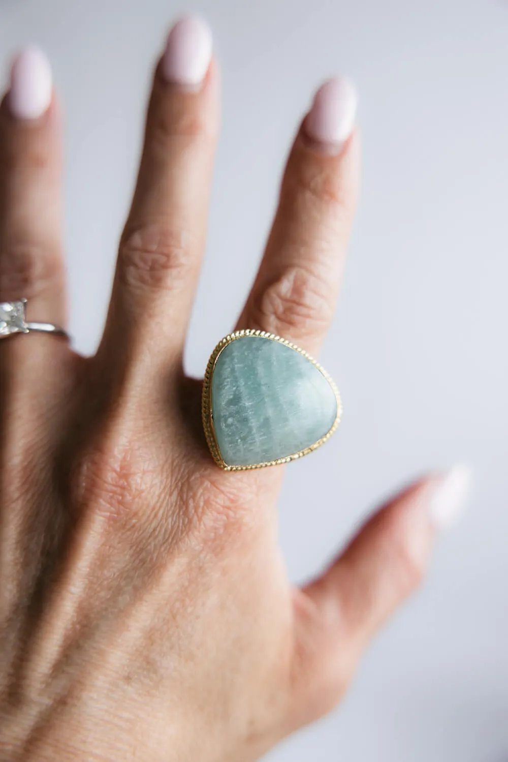 Amazonite Stone Gold Ring for Women | R40093