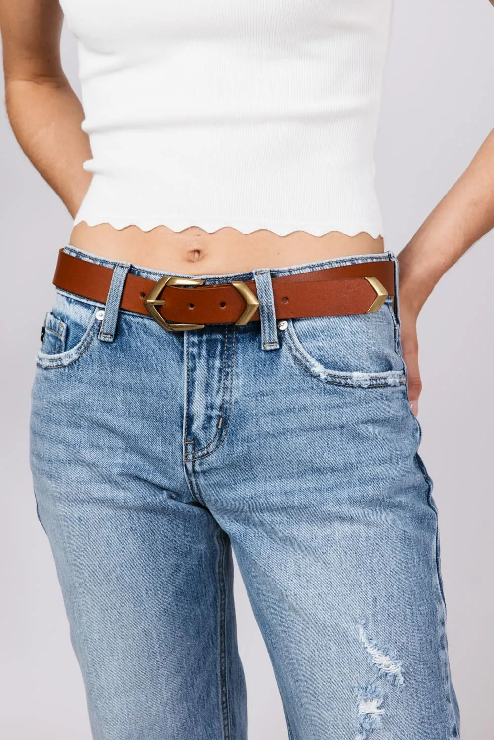 Boho Triangular Belt for Women in Brown | 5160-TAN