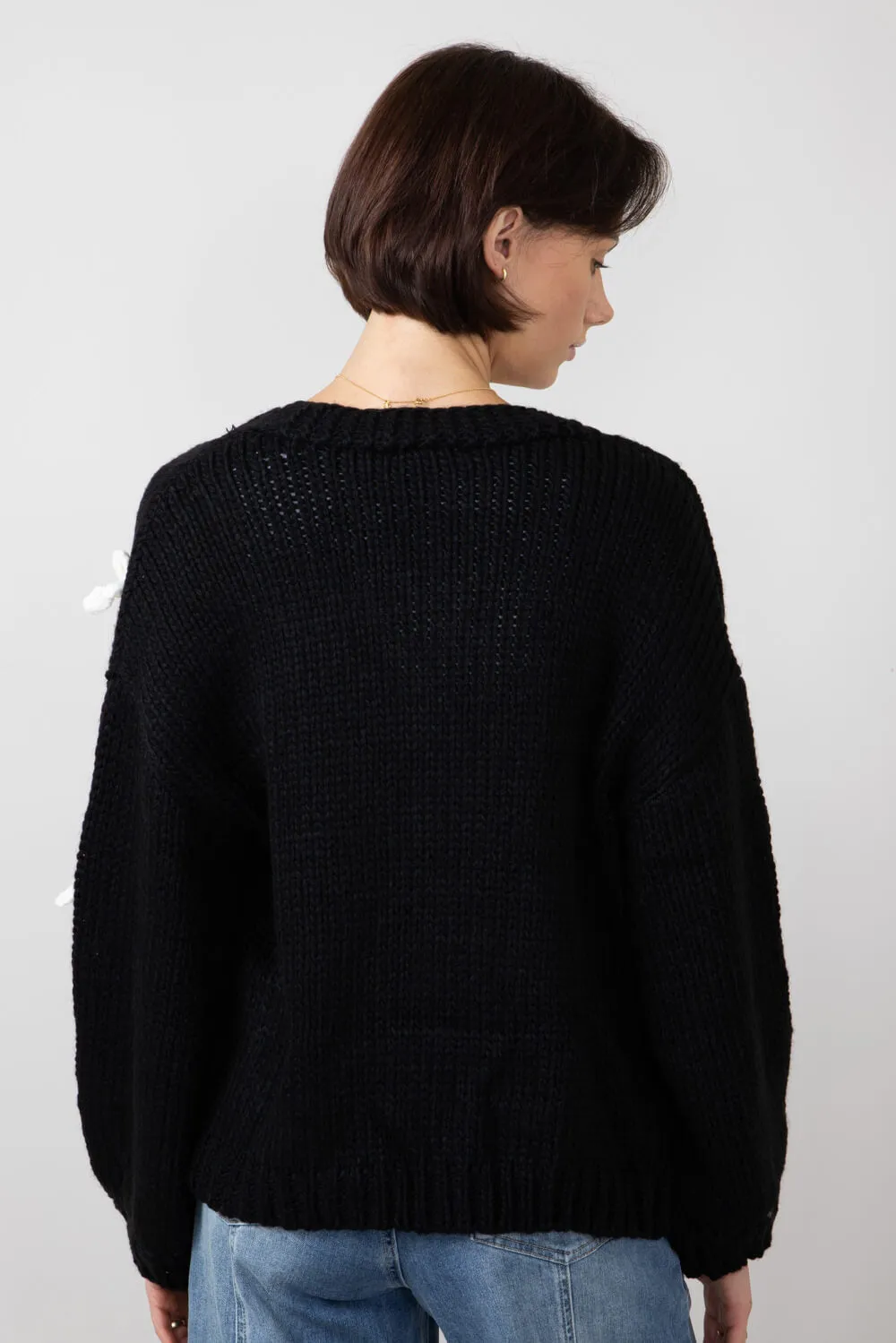 Bow Cardigan for Women in Black | BSW2791-BLACK