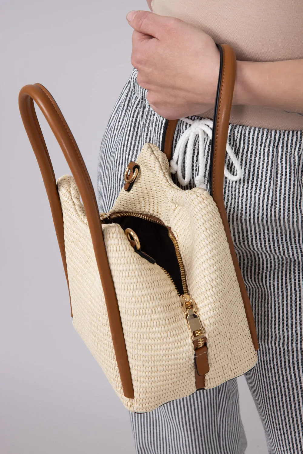 Brynee Straw Satchel Bag for Women in Natural | M2661-NTBR