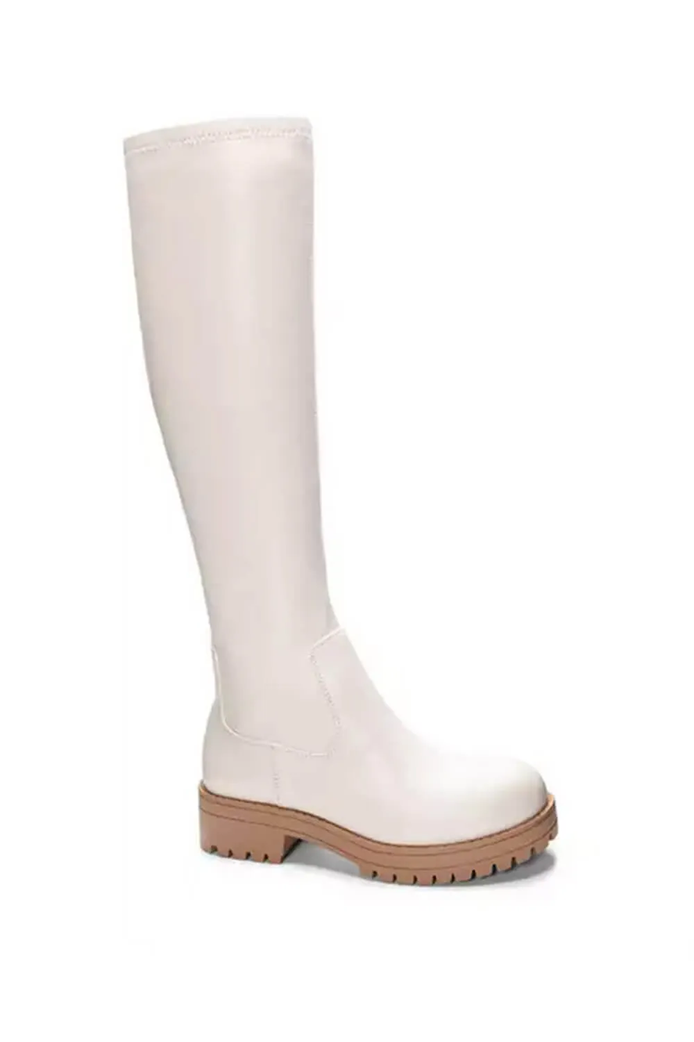 Dirty Laundry Veelo Knee High Boots for Women in Cream | VEELO-CREAM PU