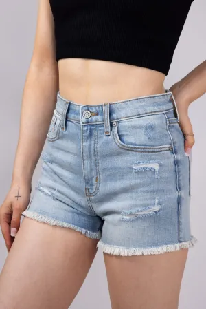 Eunina Lulu Super High Rise Cut Off Denim Shorts for Women | E38061FAV