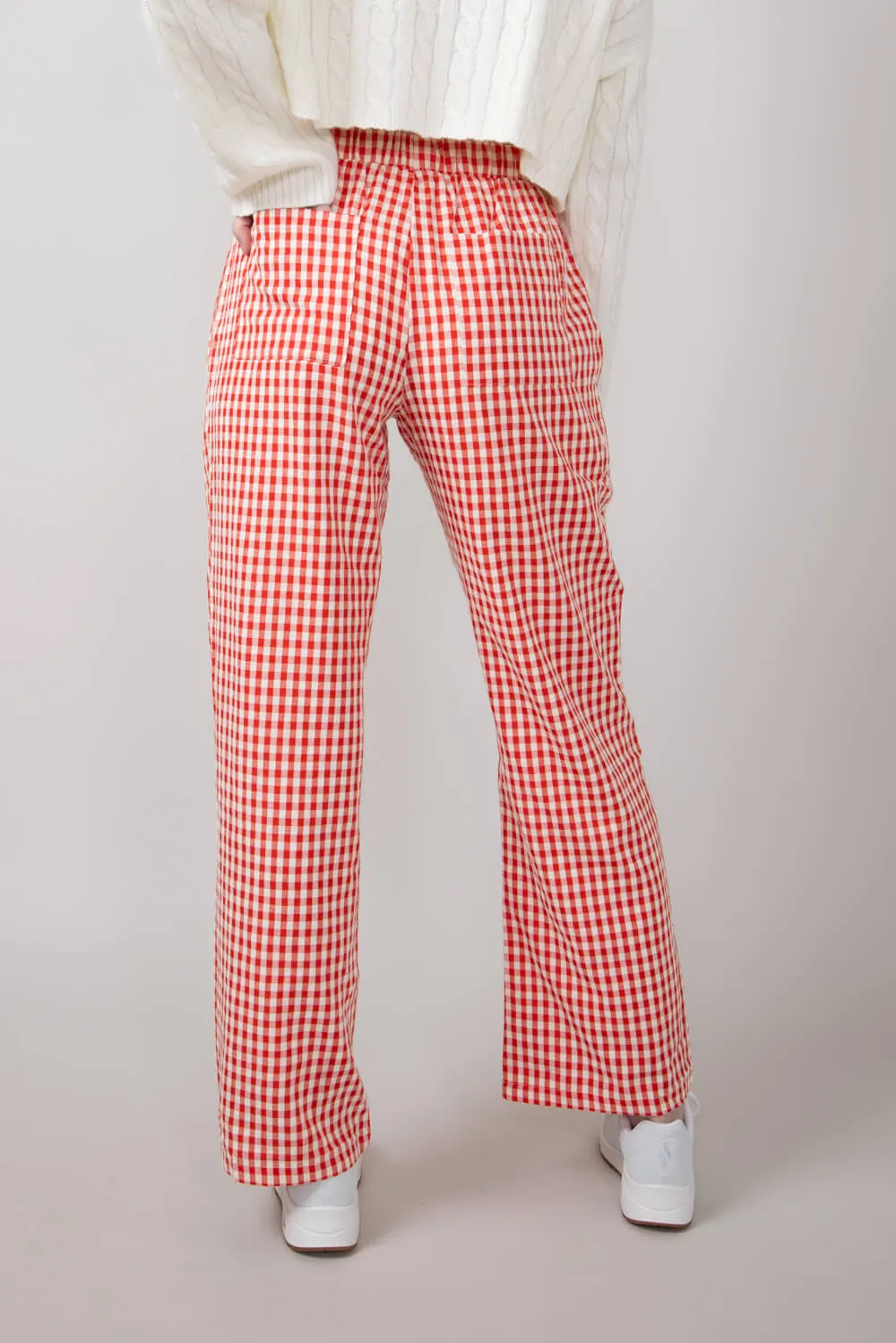 Gingham Relaxed PJ Pants for Women in Red | PSP1337-RED