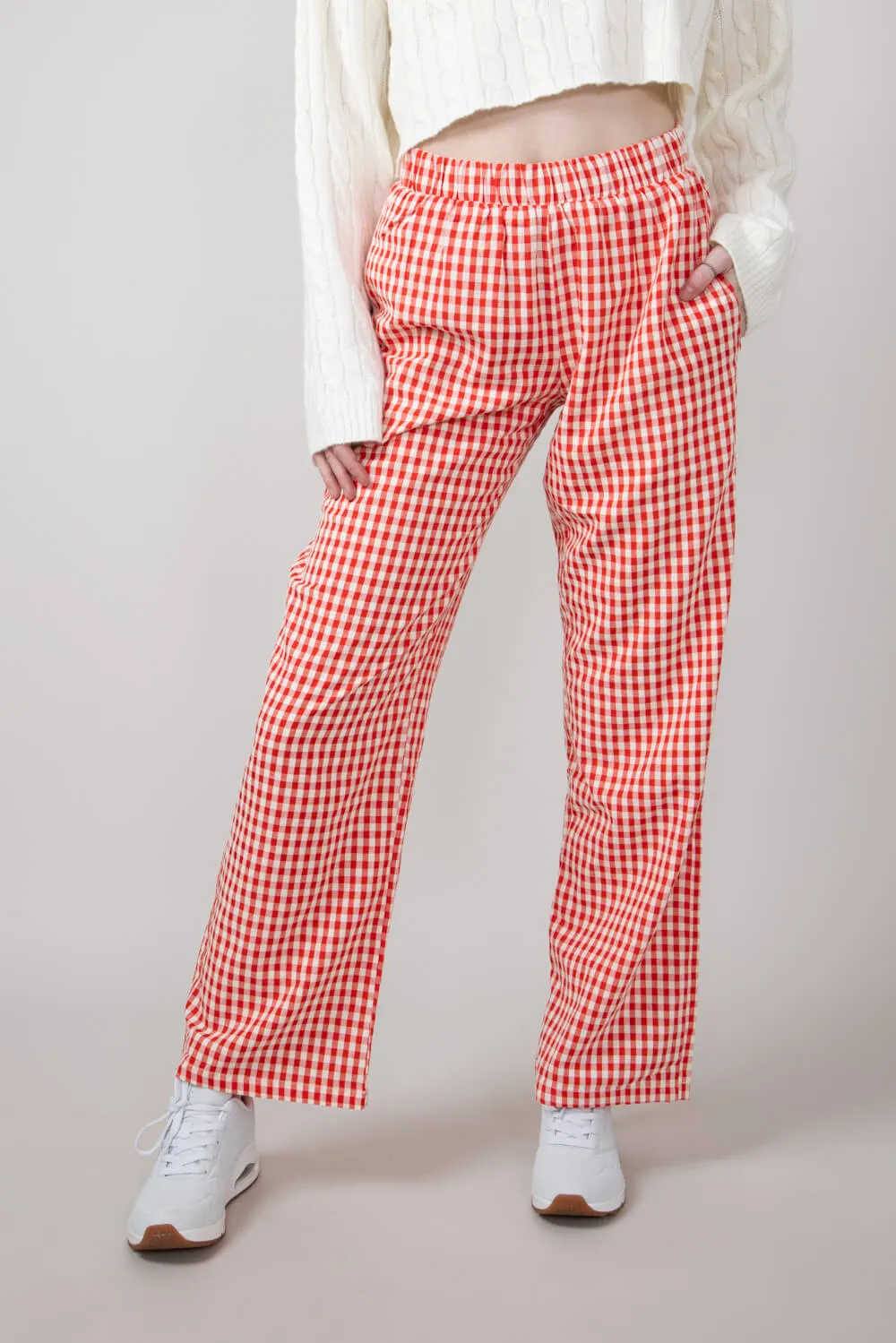 Gingham Relaxed PJ Pants for Women in Red | PSP1337-RED