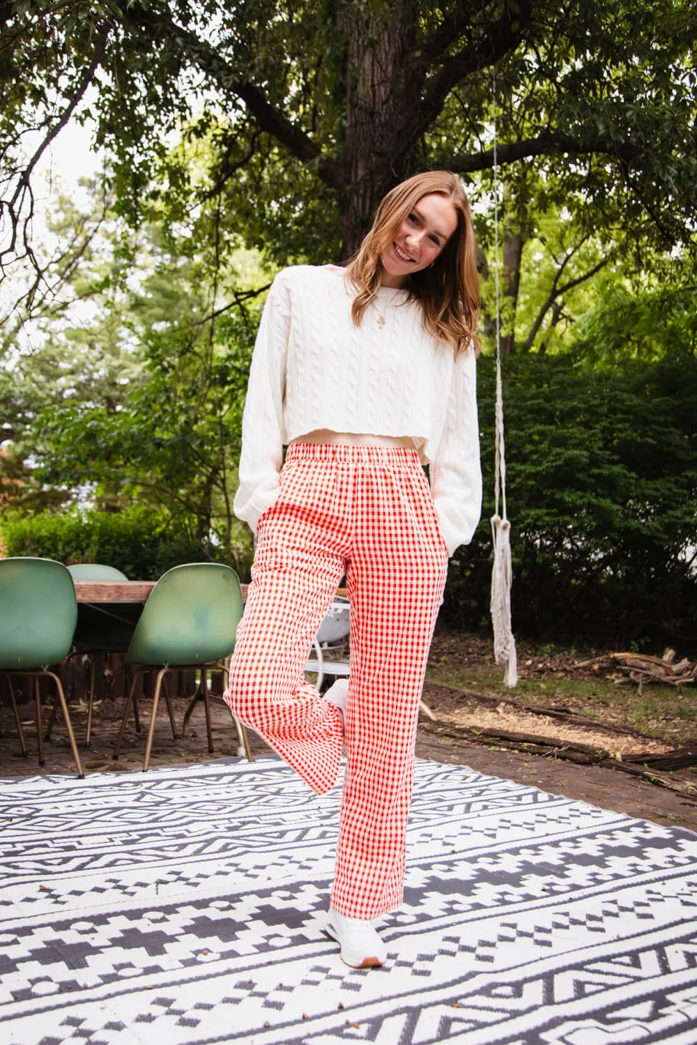 Gingham Relaxed PJ Pants for Women in Red | PSP1337-RED