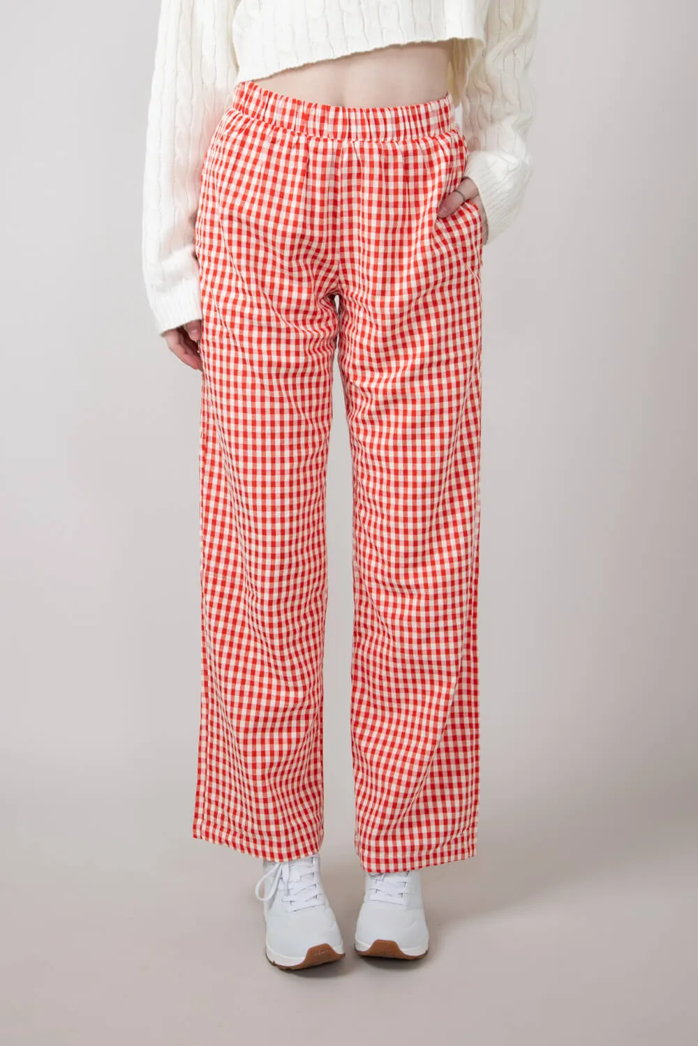 Gingham Relaxed PJ Pants for Women in Red | PSP1337-RED