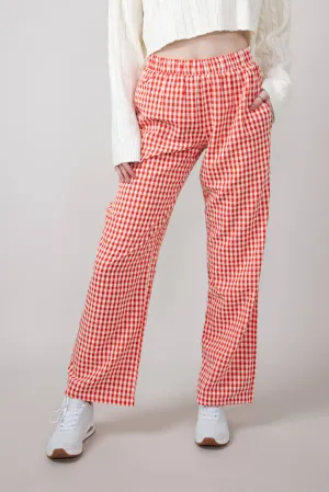Gingham Relaxed PJ Pants for Women in Red | PSP1337-RED