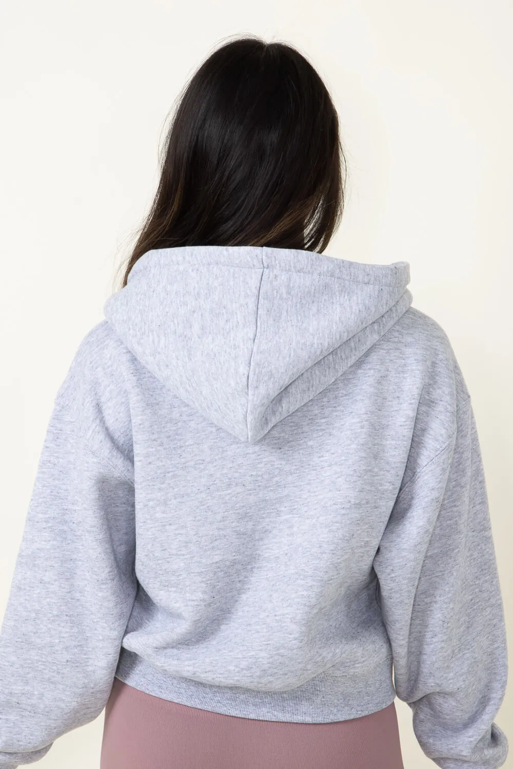 Half Zip Fleece Hoodie for Women in Heather Grey | JK350-LTGREY