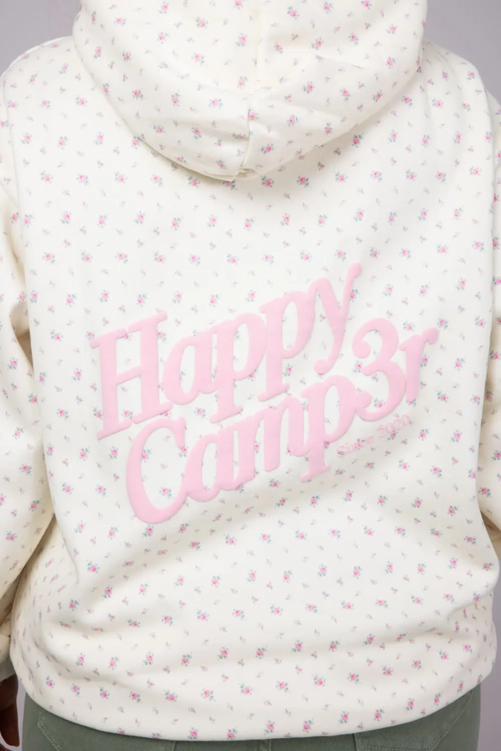 Happy Camp3r Vintage Flower Hoodie for Women in Cream | W304P24-16-CREAM