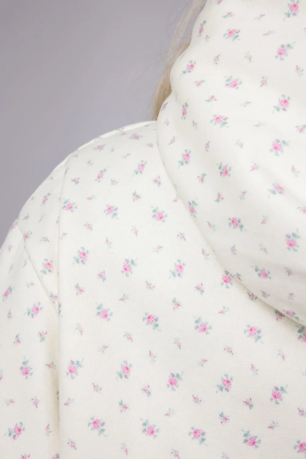 Happy Camp3r Vintage Flower Hoodie for Women in Cream | W304P24-16-CREAM