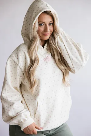 Happy Camp3r Vintage Flower Hoodie for Women in Cream | W304P24-16-CREAM