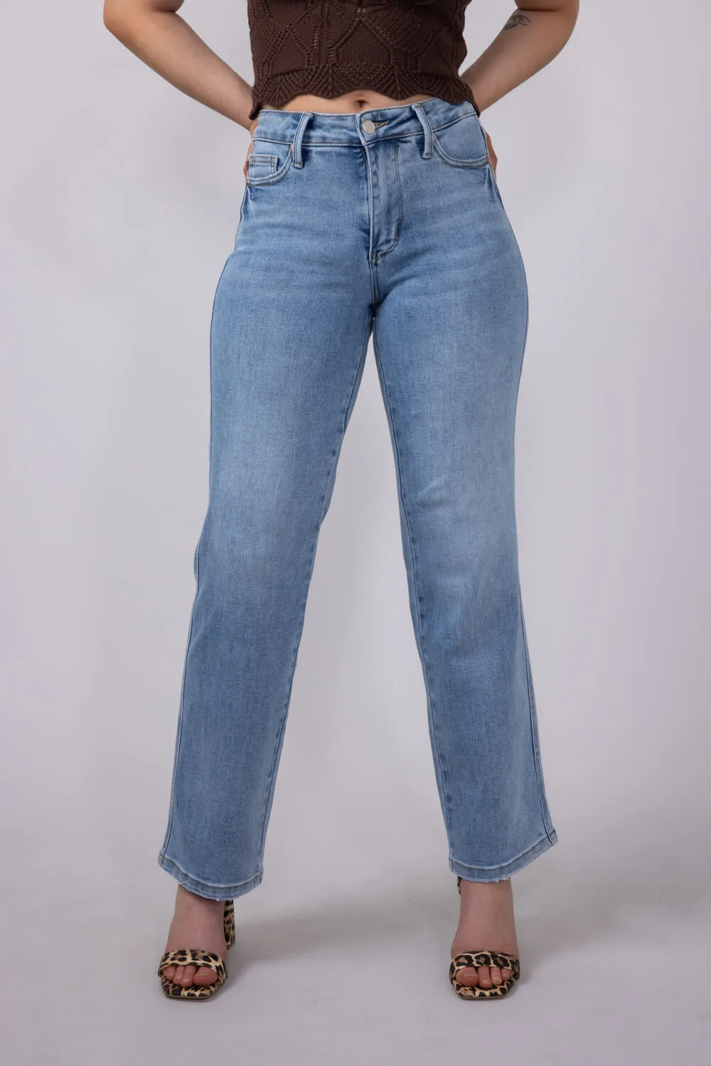Judy Blue Mid Rise Straight Jeans for Women | 88943REG