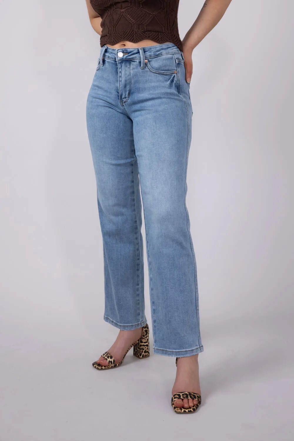 Judy Blue Mid Rise Straight Jeans for Women | 88943REG