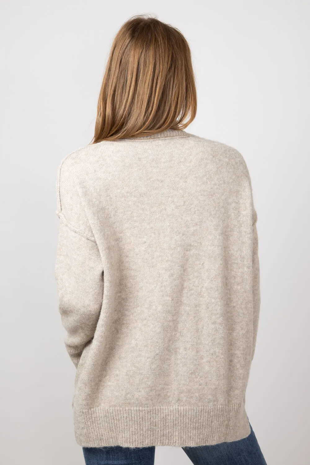 La Miel Mock Neck Sweater for Women in Taupe | MCS3566-TAUPE