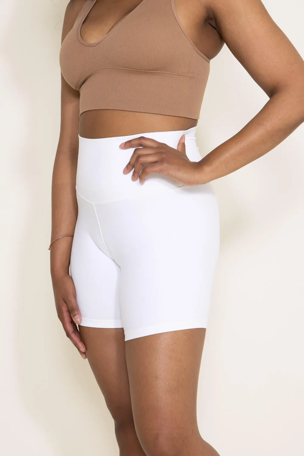 Love Tree Biker Shorts for Women in White | 6737PH-WHITE