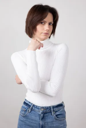 Love Tree Turtleneck Long Sleeve Bodysuit for Women in White | 9792WN-IVORY
