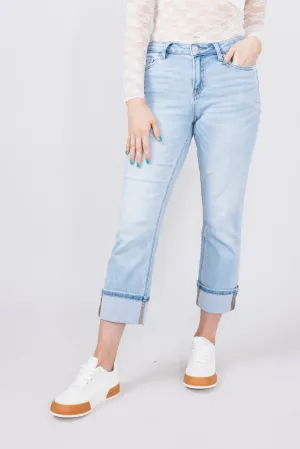 Mica Mid Rise Cuffed Straight Jeans for Women | MDP-T3384