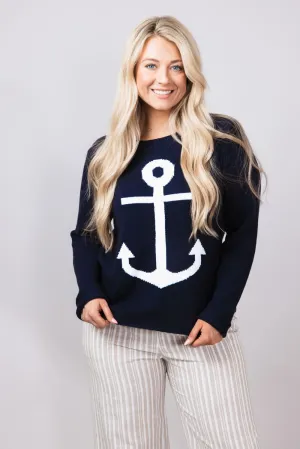 Miracle Anchor Lightweight Sweater for Women in Navy | F2112-NAVY