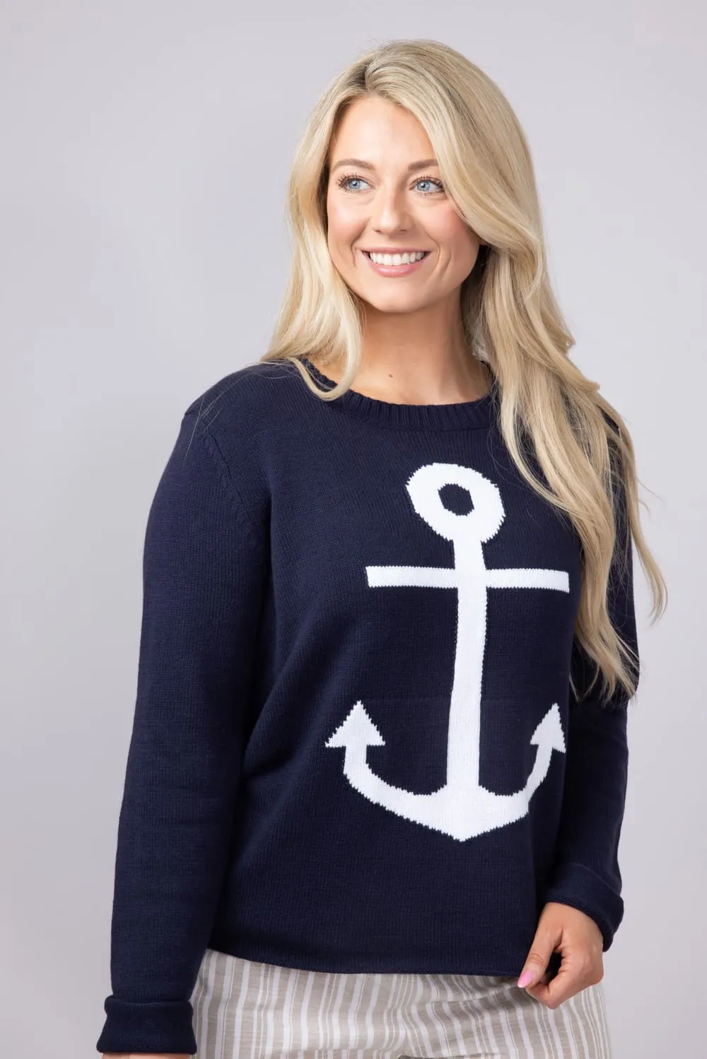 Miracle Anchor Lightweight Sweater for Women in Navy | F2112-NAVY