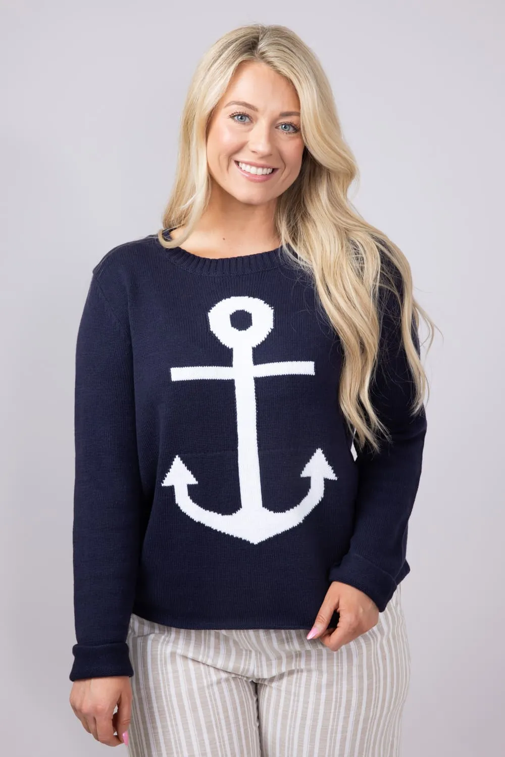 Miracle Anchor Lightweight Sweater for Women in Navy | F2112-NAVY