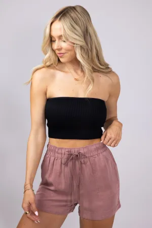 Moa Moa Seamless Ribbed Bandeau for Women in Black | ITG637-SEMR-BLACK
