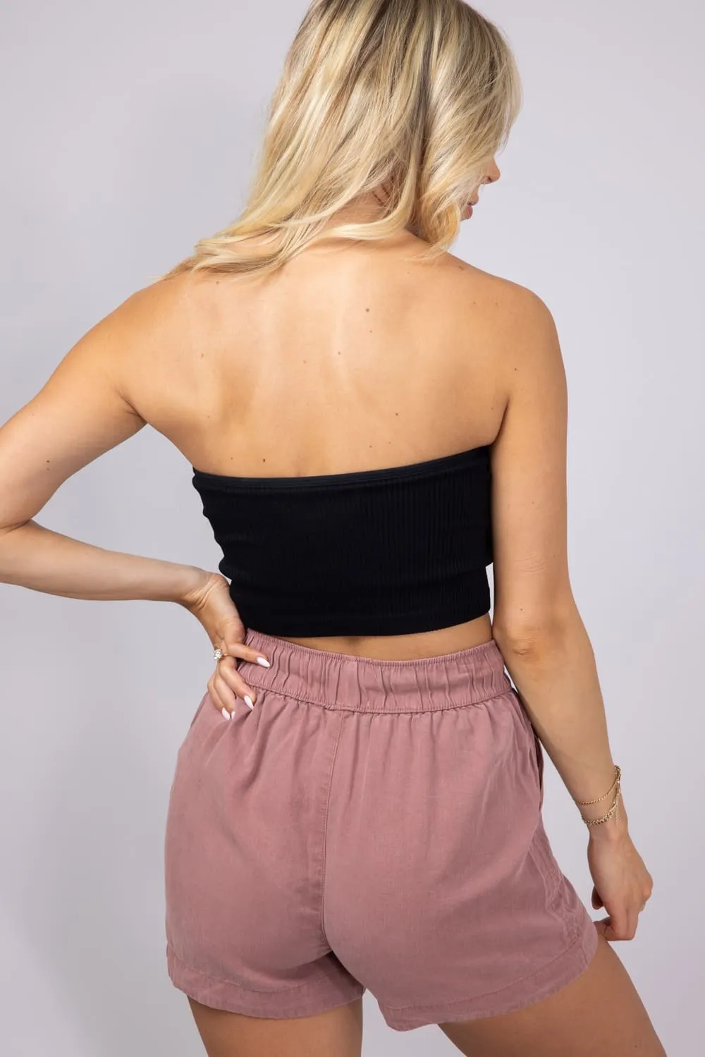 Moa Moa Seamless Ribbed Bandeau for Women in Black | ITG637-SEMR-BLACK