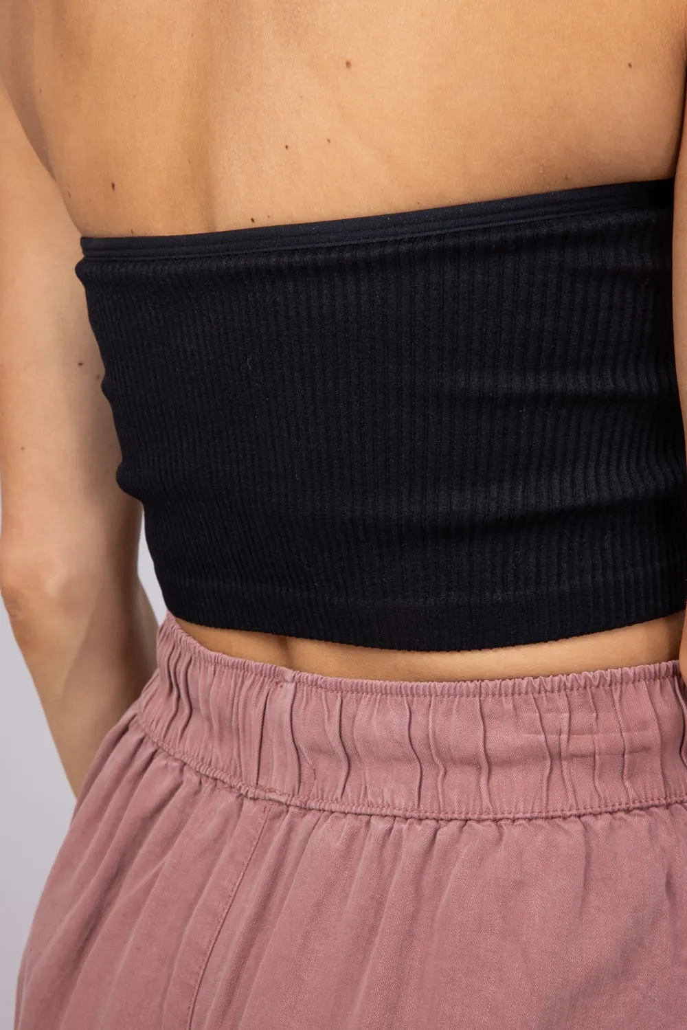 Moa Moa Seamless Ribbed Bandeau for Women in Black | ITG637-SEMR-BLACK