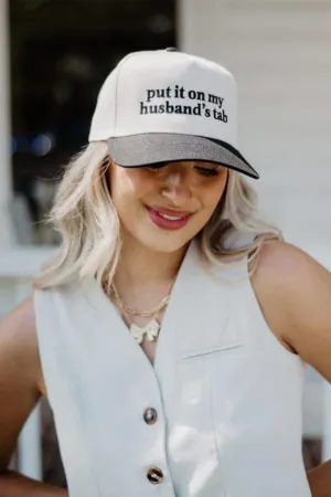 Put It On My Husband’s Tab Trucker Hat for Women in Black/Tan | KDC-BC-1110-BLK-TAN