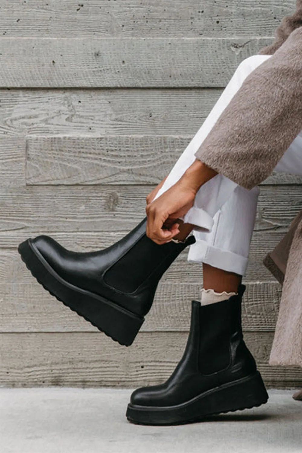 Rocket Dog Heyday Platform Booties for Women in Black | HEYDAY-BLACK