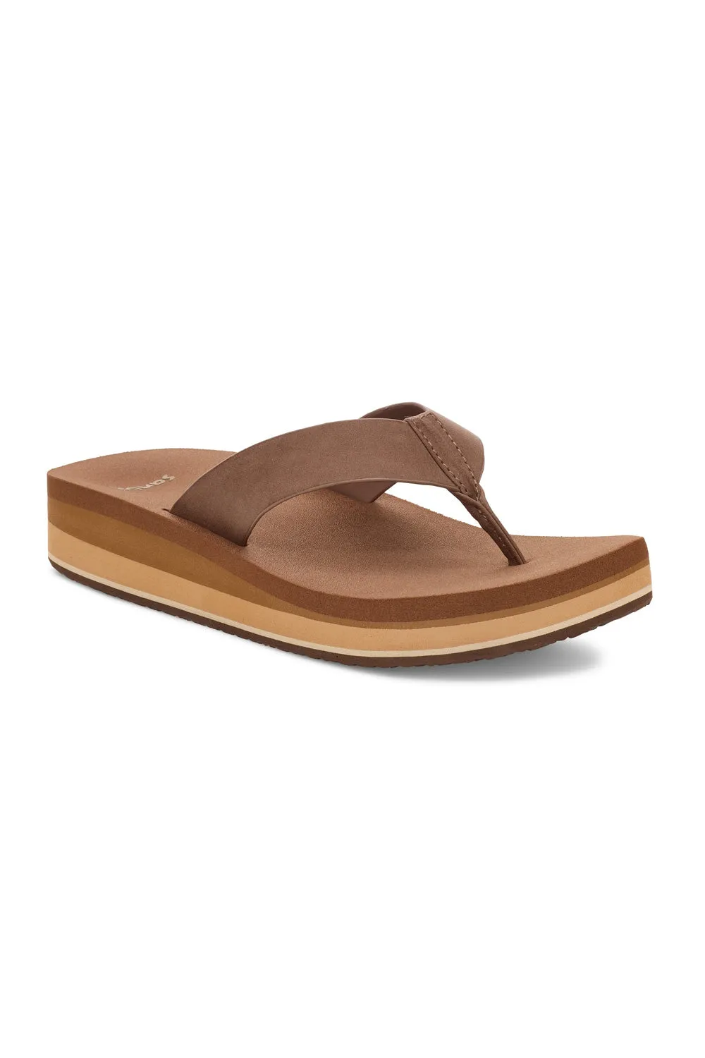 Sanuk Highland Heeled Flip Flops for Women in Brown | 1137850-BRN