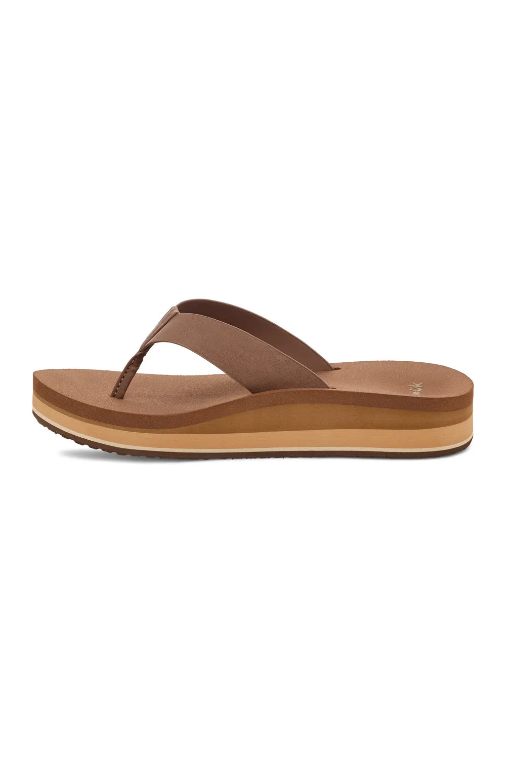 Sanuk Highland Heeled Flip Flops for Women in Brown | 1137850-BRN