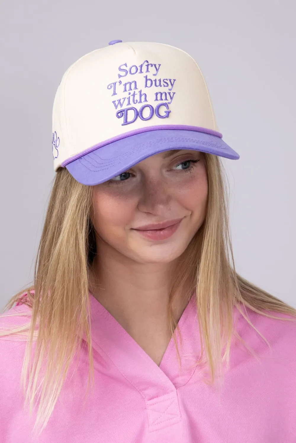 Simply Southern Embroidered Dog Hat for Women in Cream | 0125-HAT-EMB-DOG