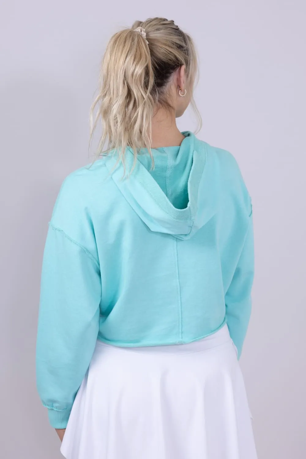 Simply Southern Johnny Collar Cropped Hoodie for Women in Aqua | PP-0125-HD-VNCK-AQUA