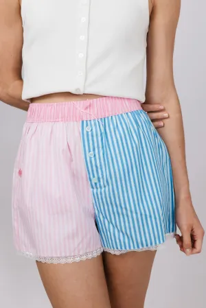 Simply Southern Striped Serena Boxer Shorts for Women in Pink/Blue | PP-0125-SHORT-SERENA-BLUSH