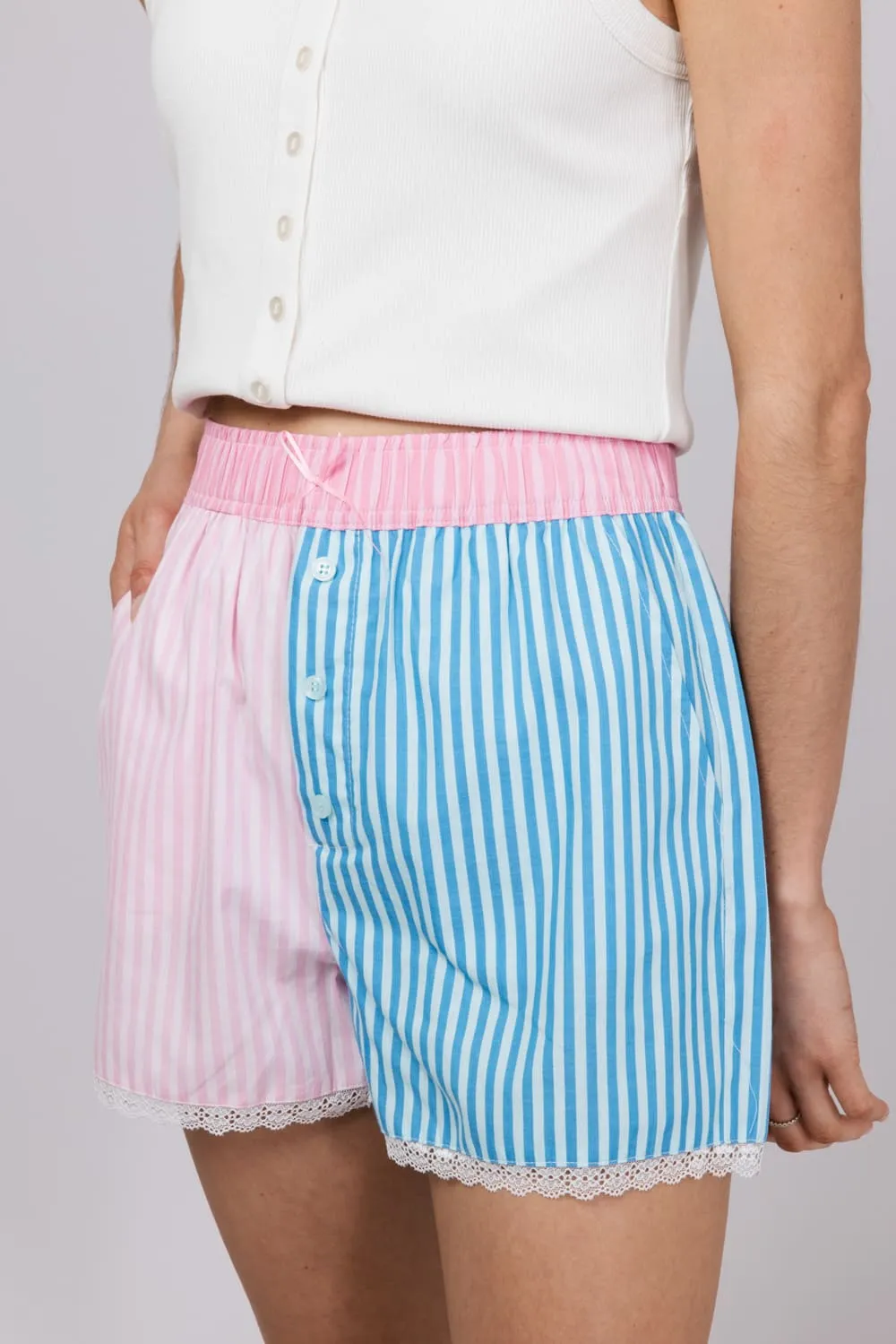 Simply Southern Striped Serena Boxer Shorts for Women in Pink/Blue | PP-0125-SHORT-SERENA-BLUSH