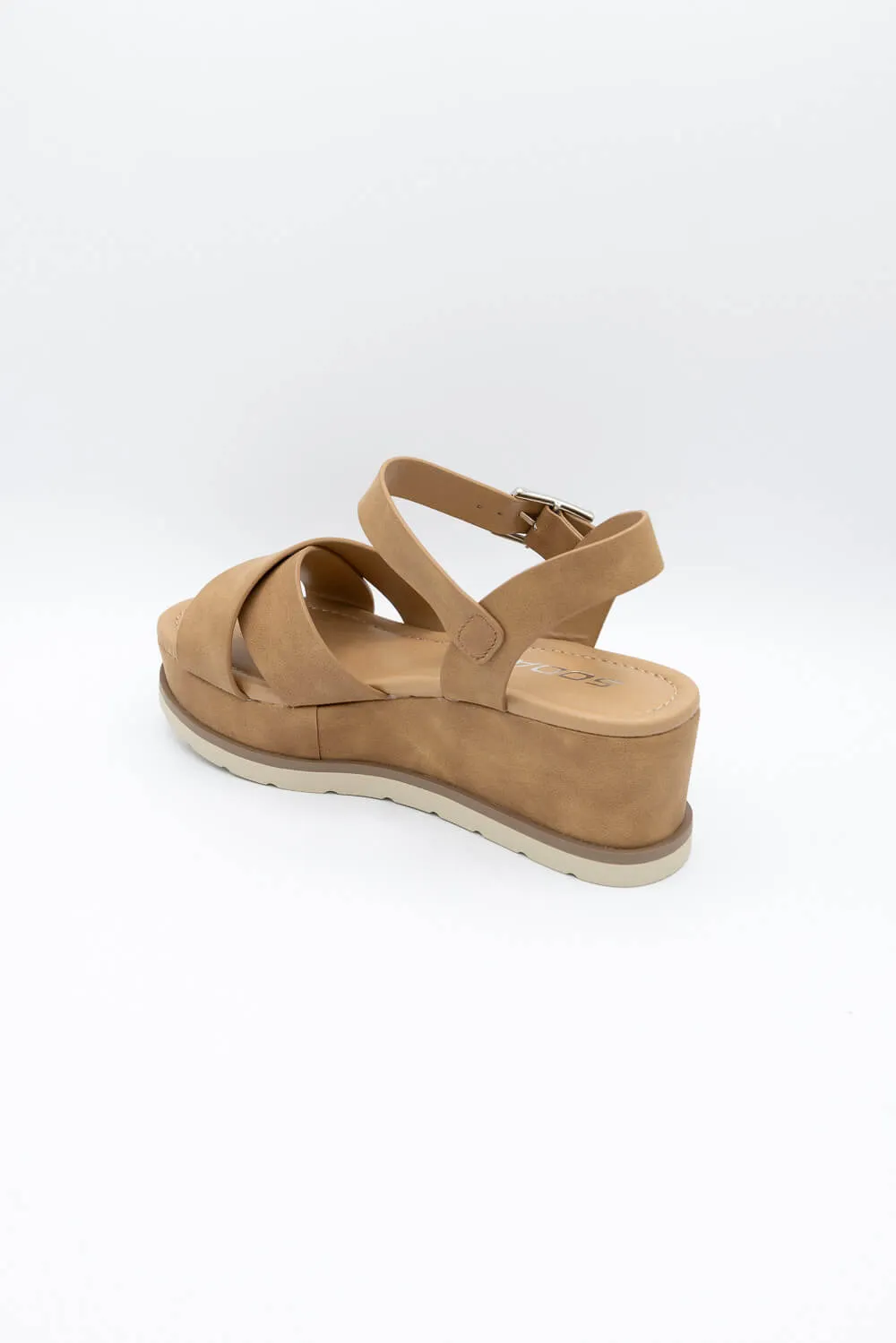 Soda Clever Criss Cross Platform Sandals for Women in Tan | CLEVER-S LT TAN