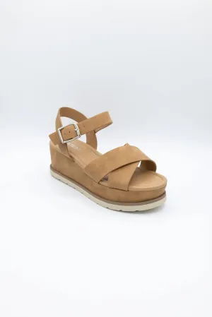 Soda Clever Criss Cross Platform Sandals for Women in Tan | CLEVER-S LT TAN