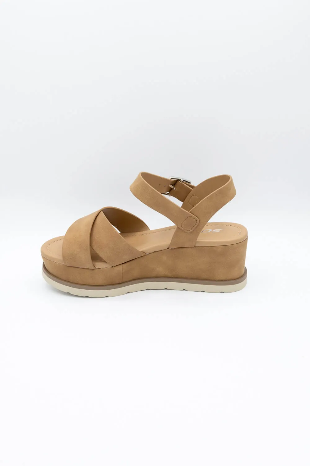 Soda Clever Criss Cross Platform Sandals for Women in Tan | CLEVER-S LT TAN