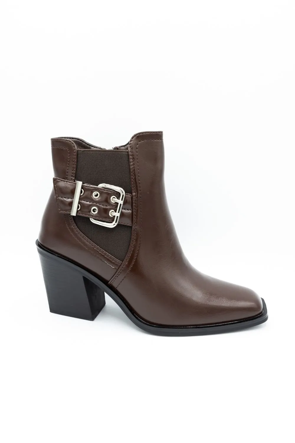 Top Moda Karen Buckle Booties for Women in Brown | KAREN-8 BROWN