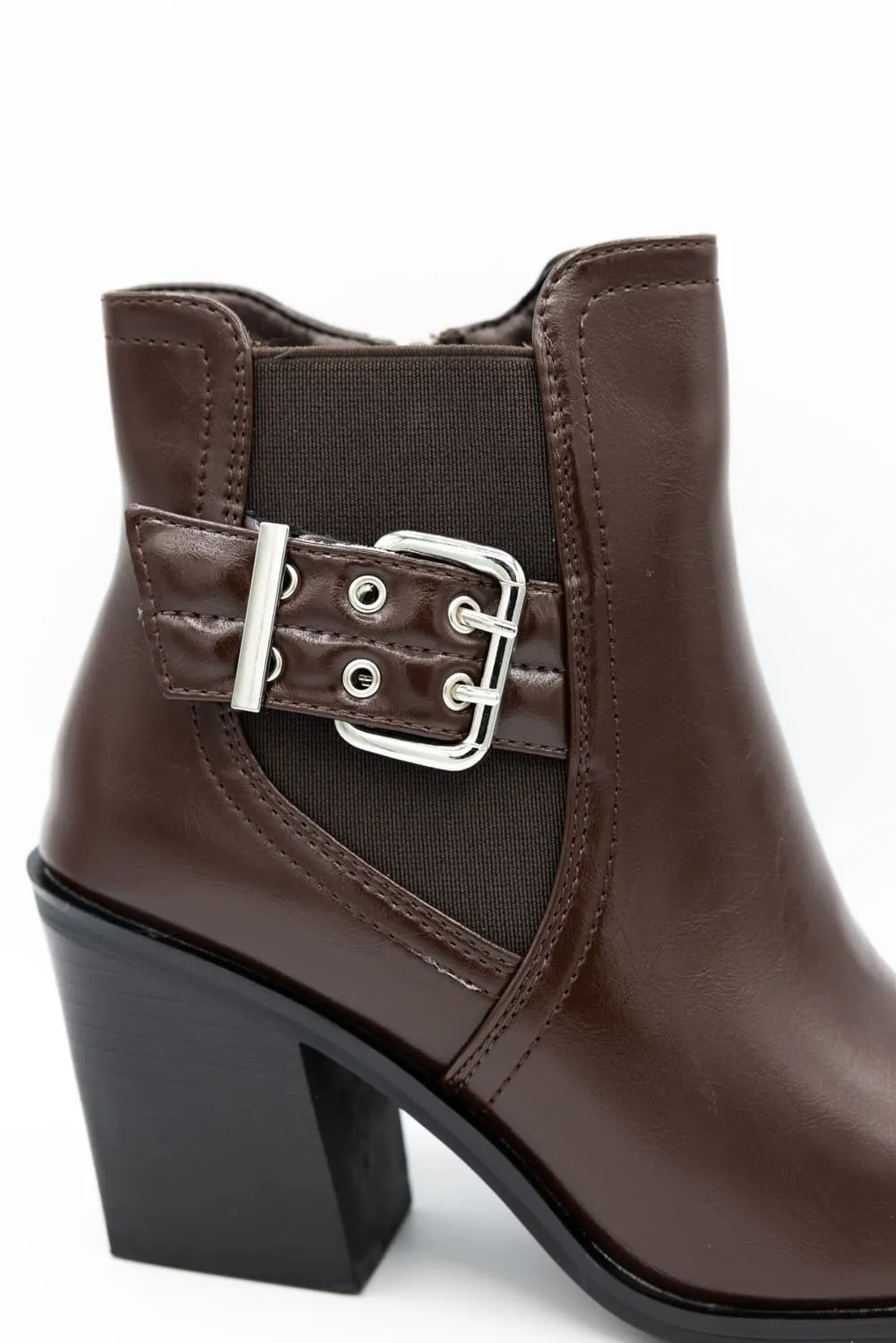 Top Moda Karen Buckle Booties for Women in Brown | KAREN-8 BROWN