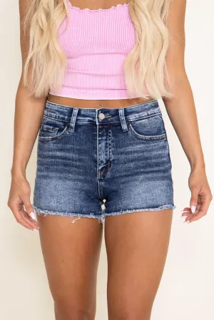 Vervet Rebecca High Rise Mild Acid Denim Shorts for Women | V2892