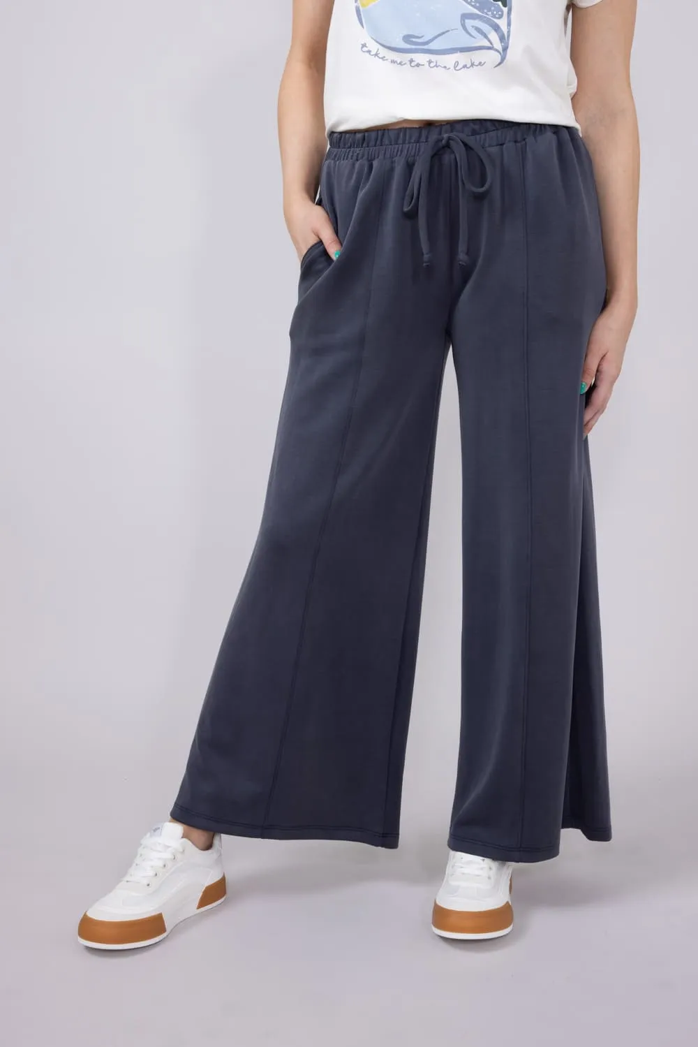 Wide Leg Lounge Pants for Women in Graphite | NP70337-GRAPHITE