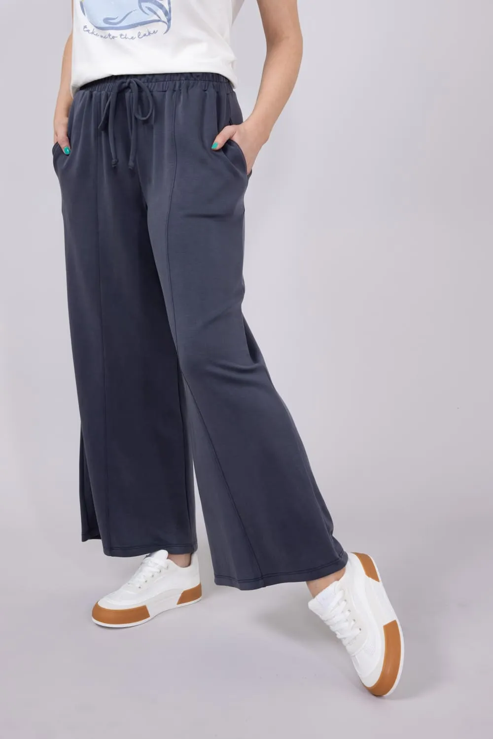 Wide Leg Lounge Pants for Women in Graphite | NP70337-GRAPHITE